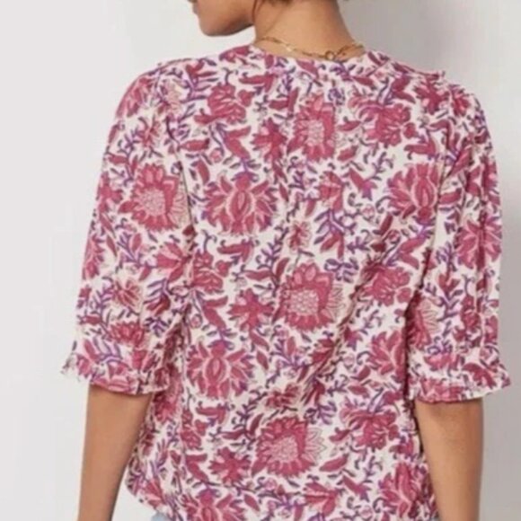 Evereve Ari Ruffle Collar Floral Print Blouse  SZ Small NEVER WORN - Picture 2 of 16